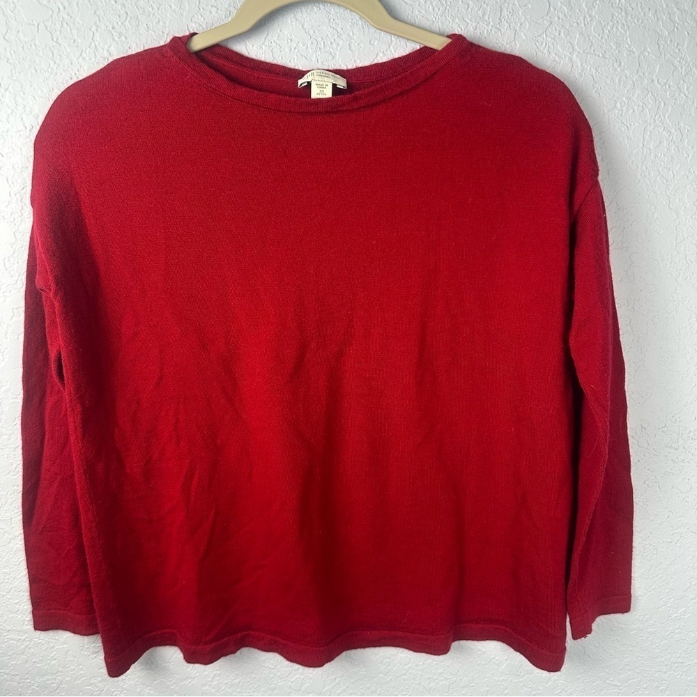 J. Jill Washable 100% Merino Wool Red Sweater Pullover Size XS
